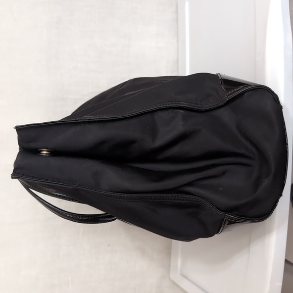 Tory Burch Ella Tote Black Nylon with Large Patent Leather Logo on Front - Picture 3 of 12